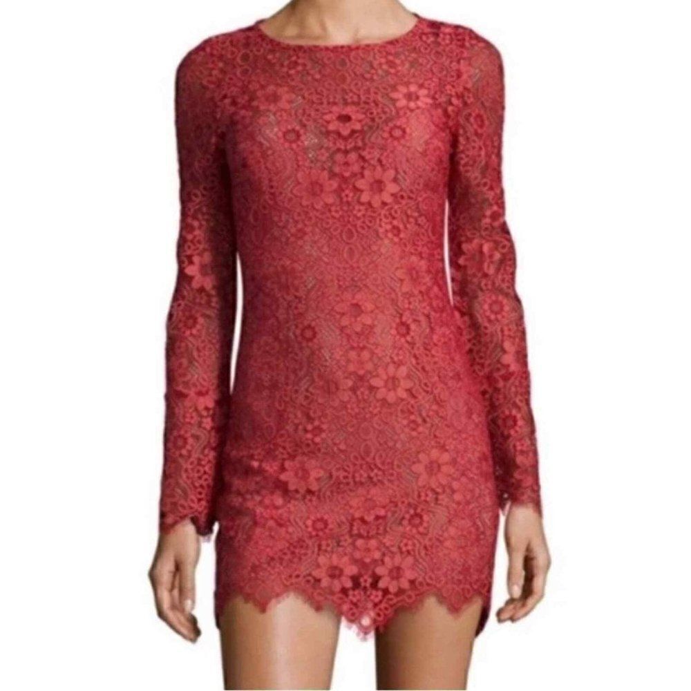 For Love and Lemons Dress “Love Bird” Rare Red Lace Sz 4 Nwot